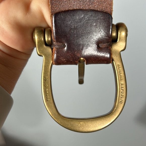 Banana Republic Women’s Italian Leather Brass Buckle Western Belt size 34 - Picture 7 of 16